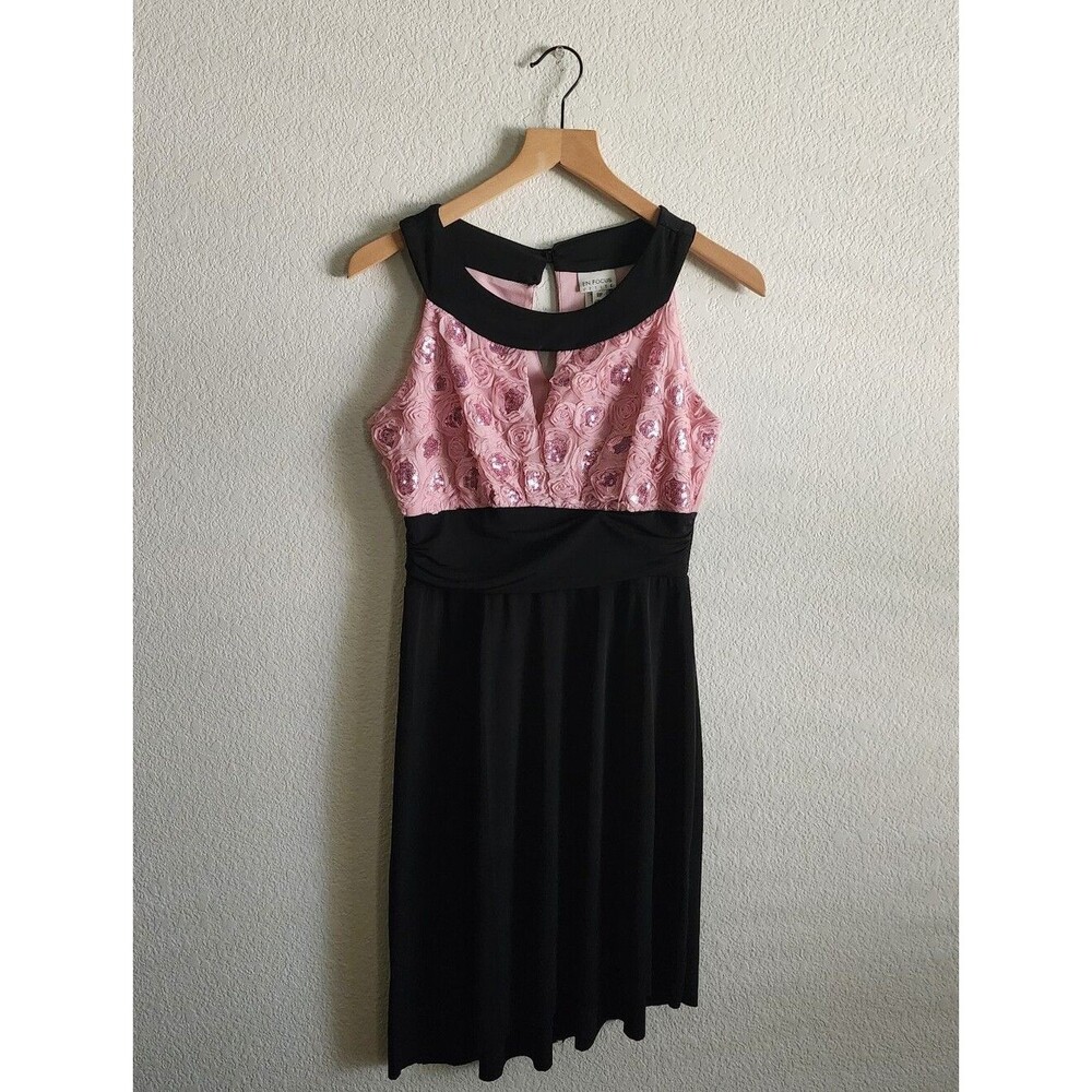 EnFocus Petite 8 Sleeveless Pink Rosette Applique Cocktail Church Dress FLAW